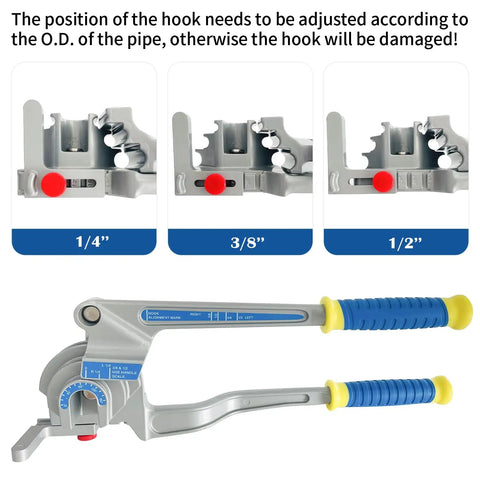 Sugoee 3 In 1 Tube Bender For Copper Brass Aluminum Pipes with adjustable hook for 1/4, 3/8, and 1/2 inch O.D.