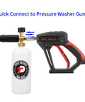 Short Pressure Washer Gun With Foam Cannon And One Quarter Inch Quick Connector Five Nozzle Tips And One Liter Bottle M22 Compatible All Purpose Power Washing Tool For Cars Decks And Driveways