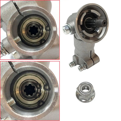 Beefed Up Trimmer Gear Head Replacement And Gearbox Head Kit For Husqvarna 525 Series with thrust plate and collar nut detail