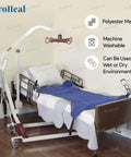 Universal Full Body Mesh Lift Sling For Patient Lifts XXL Size 52 By 44.5 Inches Polyester Sling on hospital bed with lift system.