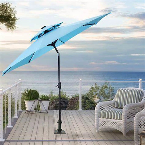 Heavy Duty Patio Umbrella Stand For 1.2 To 2.2 Inch Poles With Ground Spike Easy Carry Table Base On Deck With Ocean View