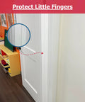 PinchNot 90 Degree Door Pinch Guard For Kid Safe Living shown on closed white door hinge in a child room