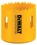 Bi Metal Hole Saw Sized At One Five Eighths Inch Boasts Aggressive Deep Cut Teeth Plus Heavy Backing Plate, yellow finish.