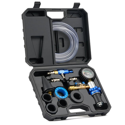 Coolant Vacuum Refill Kit 13 Piece With Conical And Round Adapters For Leak Detection And Quick Radiator Fill Vacuum Hose Included