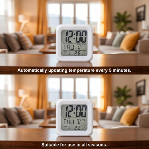 Total Game Changer Farmhouse Sunflower Butterfly Digital Cube Clock With Led Time Date Temp Readout showing digital readout and stylish design.
