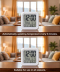 Slick Cube Digital Alarm Clock With Seven Color Led Night Light And Zero Hassle Snooze Buttons time readout on a wooden table.