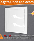 Built Tough Drywall Access Panel 10 By 10 Inch Plastic Wall Hole Cover For Ceiling Plumbing Featuring Dead Simple Mounting And Waterproof Pvc Shell That Hides Like A Boss, opened with a screwdriver.