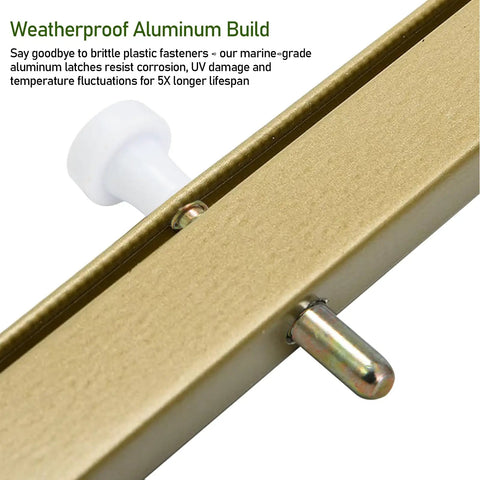 Heavy Duty Aluminum Window Screen Plunger Latches 16 Pack With Caps showing weatherproof build and durable finish.