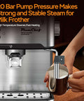 Close-up of 20 Bar Espresso Machine With Milk Frother Steam Wand Compact Home Espresso Maker For Latte And Cappuccino