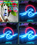 Sunrise Sunset Neon Sign Dimmable Wave Ocean Neon Wall Light with brightness control from 10% to 100% in ice blue and red