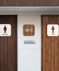 Bathroom doors with gender signs and Two Pack Do Not Flush Anything Except Toilet Paper Sign For Bathrooms And Restrooms Self Adhesive Door Labels.