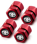 Toyota Tire Valve Stem Caps 4 Pack Aluminum Alloy Red Car Wheel Air Caps For Corolla RAV4 Highlander Easy Install Rugged