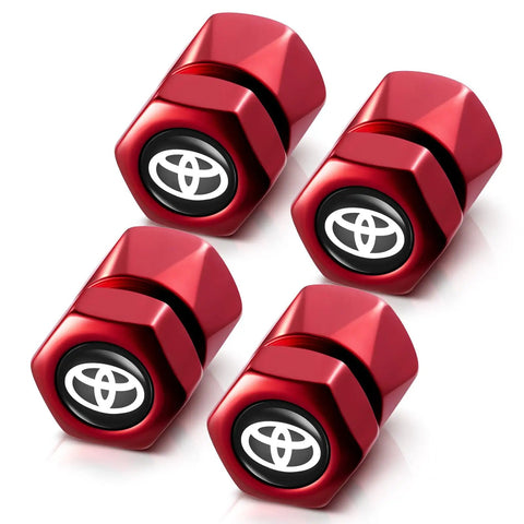 Toyota Tire Valve Stem Caps 4 Pack Aluminum Alloy Red Car Wheel Air Caps For Corolla RAV4 Highlander Easy Install Rugged