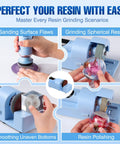Versatile Do It All Electric Resin Sander And Polisher with dual 2000mAh batteries demonstrating resin sanding and polishing