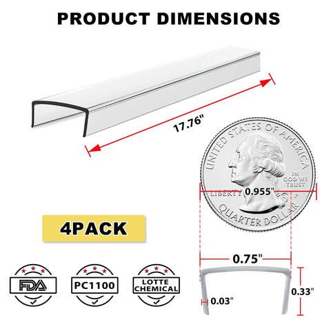 Four Pack Sleek Cabinet Door Guards Top Pick Scratch Buffer Fits Three Quarter Inch Peel Press Fast dimensions with quarter for scale.
