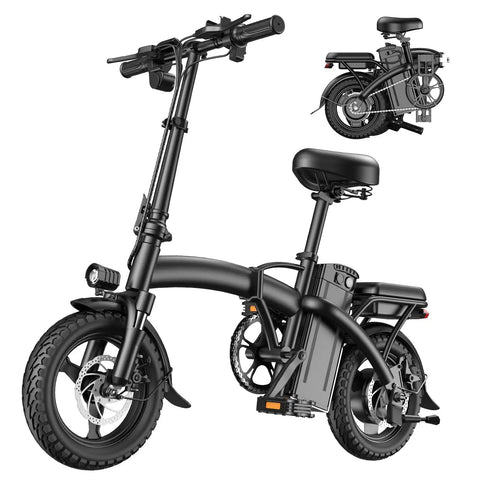 Folding Electric Bike With 1000W Peak Motor 25 MPH Top Speed 14 Inch E Bike 48V 10Ah Battery