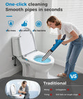Heavy Duty Air Toilet Plunger And Drain Auger Featuring A Smart Real Time Pressure Gauge for easy toilet cleaning and clogs removal.