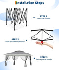 13x13 Ft Pop Up Gazebo With Mosquito Netting For Backyard Patio Or Deck One Push Center Lock Quick Setup Easy Breezy Assembly steps