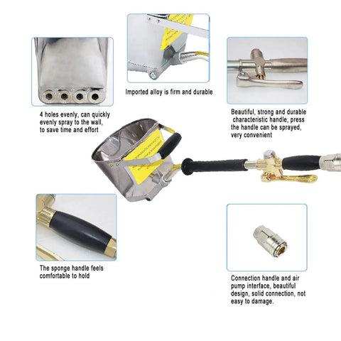 Beefy Stucco Sprayer For Walls And Plaster, Cement Mortar Spray Gun With Hopper, Pneumatic 4 Jet Nozzle System, detailed components