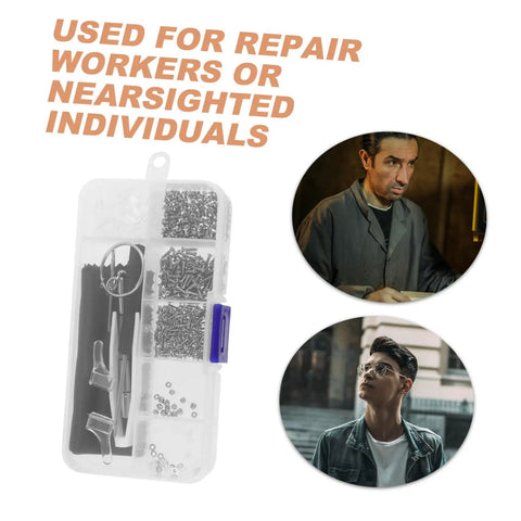 Eyeglass Repair Tools Kit with Screws Nose Pads and Tiny Screwdriver for Quick Glasses Fix On The Go Portable Eyewear Maintenance Kit