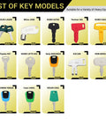 Heavy Equipment Keys Master Set For Construction Machines, 32 Piece Universal Key Kit displaying 12 model keys