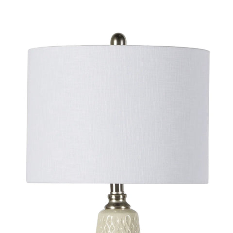 Ivory Textured Ceramic Table Lamps Set Of 2 With Inverted Diamond Bases Easy On Off Rotary Switch Chic Modern Home Decor Lighting