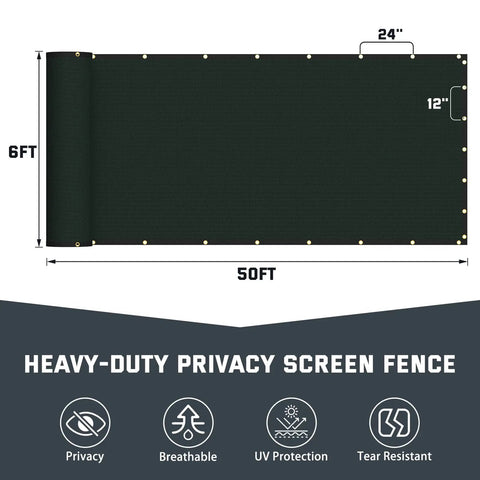 Chain Link Fence Privacy Screen 6x50ft Outdoor 90 Percent Privacy Cover For Backyard And Pool With 170GSM HDPE And Brass Grommets