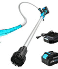Cordless Stick Water Pump Moves 720 GPH With No Sweat, Delivers 32 Ft Lift Power, Includes 4000mAh 21V Battery And Fast Charger, 3/4 Inch Connection, Solid Choice For Vacuuming Pools, Spas, And Yachts On-site, Toss The Extension Cord And Go showing aluminum rod, attached battery, and charger.