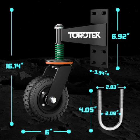 Smooth Operator 6 Inch Rubber Gate Wheels Rock Solid Heavy Duty Workhorse For Metal Wood Fence Gates, detailed dimensions.