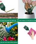 Portable Plant Moisture Meter No Battery Needed Plug And Play Indoor Outdoor Soil Tester Kit Hygrometer For Houseplants Easy To Read Moisture Gauge To Help Healthy Roots And Growth with usage instructions.