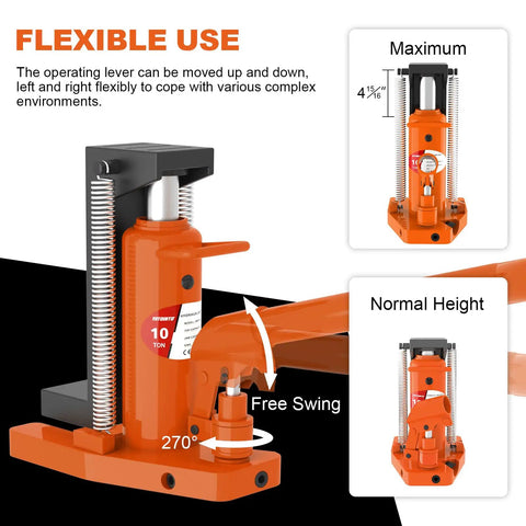 Toe Jack 5 Ton 10 Ton Hydraulic Floor Jack With Seal Kit For Construction Landscaping Auto Repair Farm Projects Portable Heavy Duty Lift With Easy Carry Handle