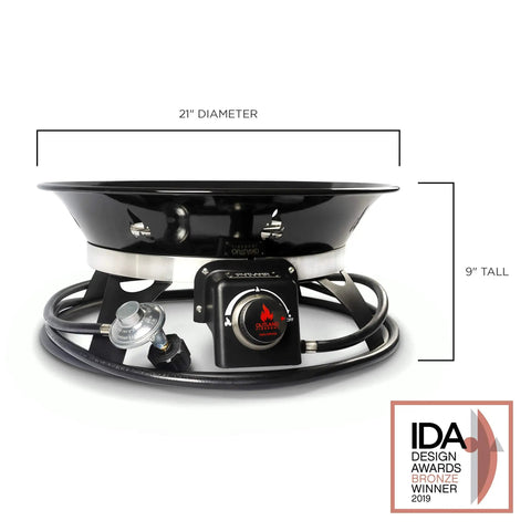 Portable Propane Fire Pit 21 Inch Smokeless Gas Firebowl With 58,000 BTU No Mess Campfire Black, award-winning design.