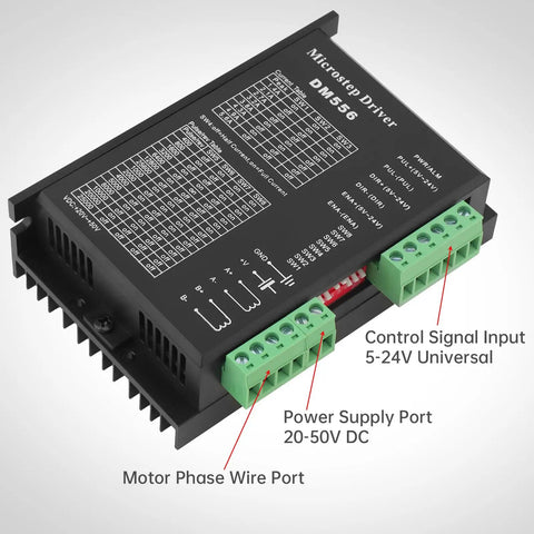 Powerful Stepper Motor Driver For Nema 17 23 34 Motors, 20 To 50V DC, Up To 5.6A, 4 6 8 Wire, 128 Microstep CNC Controller with connection ports