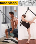 Totally Legit 3 Pack Wall Anchors For Resistance Bands And Heavy Duty Workout Hooks, Rock Solid Exercise Band Mounts in black with model using resistance bands.