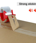 No Noise Clear Packing Tape Heavy Duty Packaging Tape Refill Rolls for Sealing shown on cardboard box with dispenser, silent use