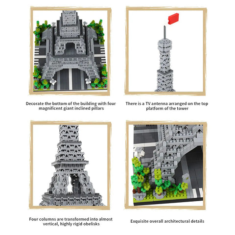 Epic Eiffel Tower Building Block Model Kit For Architecture Lovers A Realistic Paris Landmark Replica With Rich Details And Durable Pieces A Dope STEM Toy Great Gift For Builders And Collectors, gray ABS blocks