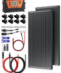 Two 100W N-Type Panels Solar Panel Kit For RVs And Campers, 200W 12V/24V System With 30A PWM Charge Controller, Y Branch Cables, Z Brackets