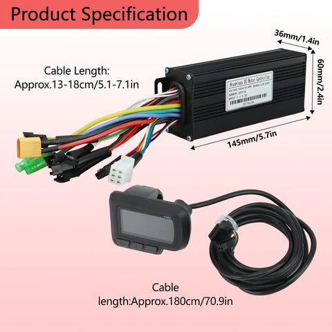 Electric Bike Controller LCD Display Kit For 24V 36V And 48V Systems 1000W To 1500W Motors 30A Sine Wave Controller With EN06 LCD Plug And Play All In One Complete Kit For E Bikes And Scooters Three Mode Operation