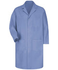 Light Blue Mens Lab Coat Medium With Multi Pocket Design And Snap Closure Lightweight Breathable Cotton For All Day Comfort Featuring Bartacked Pencil Pocket And Exterior Storage Pockets For Workday Ready Convenience
