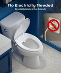 Elongated Bidet Toilet Seat With Adjustable Water Pressure Self Cleaning Nozzles in bathroom with no electricity needed design.