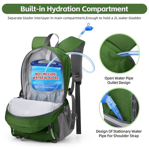 20L Lightweight Hiking Backpack Waterproof Daypack For Camping Ergonomic Breathable Back Panel With Balanced Load All Day Comfort Trail Ready Outdoor 