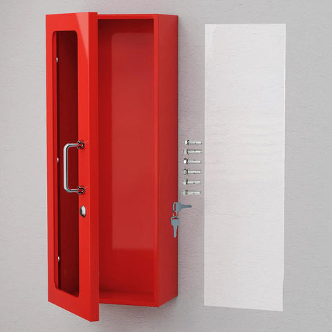 Wall Mount Fire Extinguisher Cabinet With Handle And Lock Red Heavy Duty Steel Storage Box For 10Lb Extinguisher Built To Last 24 Inch High 9 Inch Wide 6 Inch Deep Plexiglass Window Weatherproof Indoor Outdoor Use