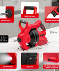 Heavy Duty Cordless Electric Drain Auger Zero Cord Drama Slick Clog Buster Plumbing Pipe Cleaner Bare Tool showing variable speed trigger and cable feed.