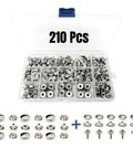 Stainless Steel Snaps Kit With 210 Pieces Marine Grade 15mm Snap Buttons, Screws And Press Studs in Carry Case