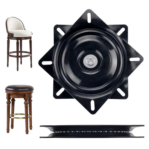 Heavy Duty 6 Inch Swivel Plate With 360 Degree Rotation Turntable Base Featuring Ball Bearings, Black Steel for Stools