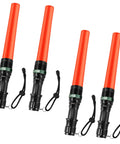 4 Pack 11-Inch Traffic Wand LED Flashlight With 7 Red Flash Modes, Ultra Bright Safety Signal Light shown in a group of four