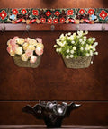 Handcrafted Wooden Wall Mounted Coat Rack Hook Multi Purpose Storage For Entryway Mudroom Bedroom Hangs Duds Hat Bag Scarves And Keys with floral baskets