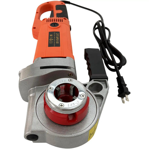 Heavy Duty Electric Pipe Threader Portable Pipe Threading Machine 2000W With Pure Copper Motor And Overload Protection For Long Life Rugged On The Go Threading Tool For Steel Iron And PVC Pipes, orange handheld unit with cord