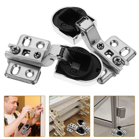2 Pack Glass Door Cabinet Hinges Soft Close Buffering No Slam Hardware for Kitchen Cupboards 26mm Mounting Hole Fit