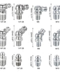 490-Piece Galvanized Steel Grease Fitting Kit With Straight And Angled Nipples, 1/4-28, 1/8-27, M6, M10 Threads